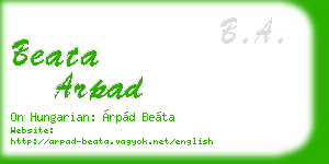 beata arpad business card